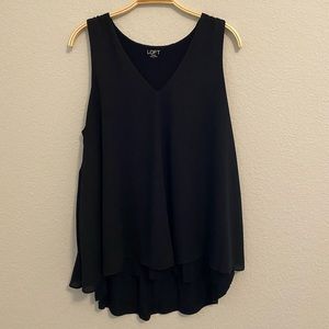 LOFT V-Neck Dressy Layered Black Tank • Large